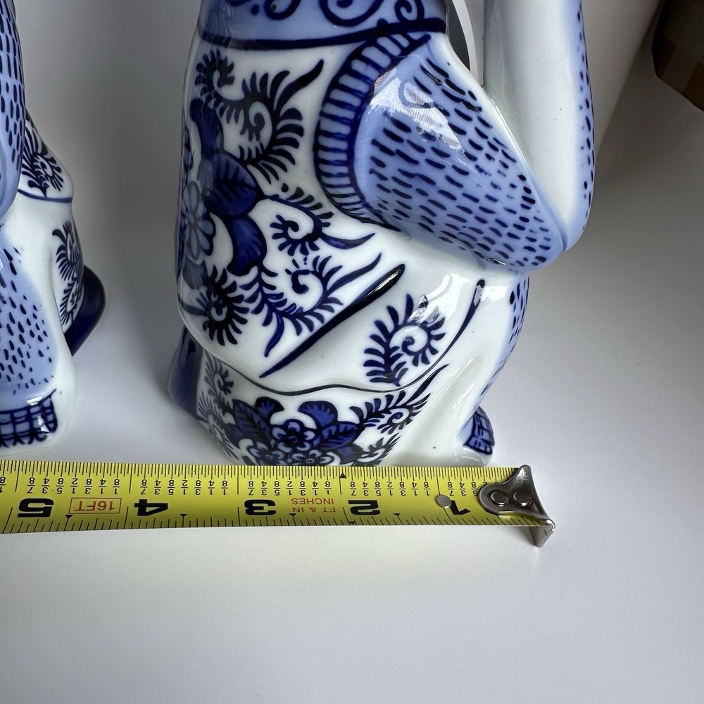 NWT 8 Oak Lane Blue White Porcelain Chinoiserie Monkey Candlestick Set 9 Inch - Picture 12 of 12